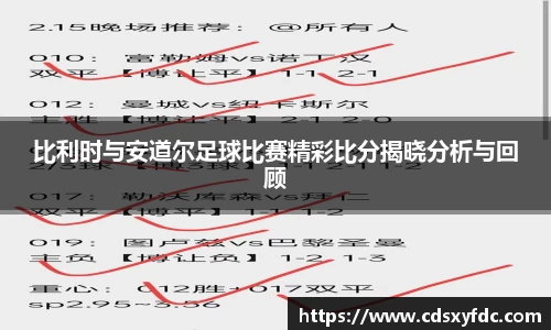 比利时与安道尔足球比赛精彩比分揭晓分析与回顾
